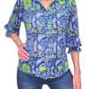 Collared Iris Blouse with 3/4 Smocked Sleeves
