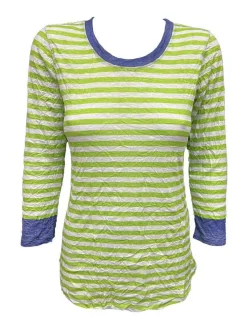 Crushed 3/4 Sleeve Apple Crew Neck