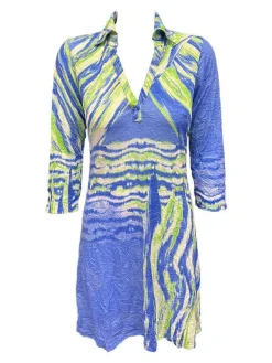 Crushed 3/4 Sleeve Cold Polo Dress
