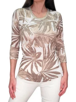 Crushed 3/4 Sleeve Crew Neck 'Sand'