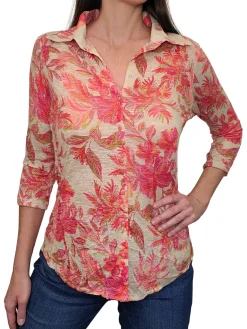 Crushed 3/4 Sleeve Flame Shirt