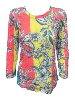 Crushed 3/4 Sleeve Fruit Crew Neck