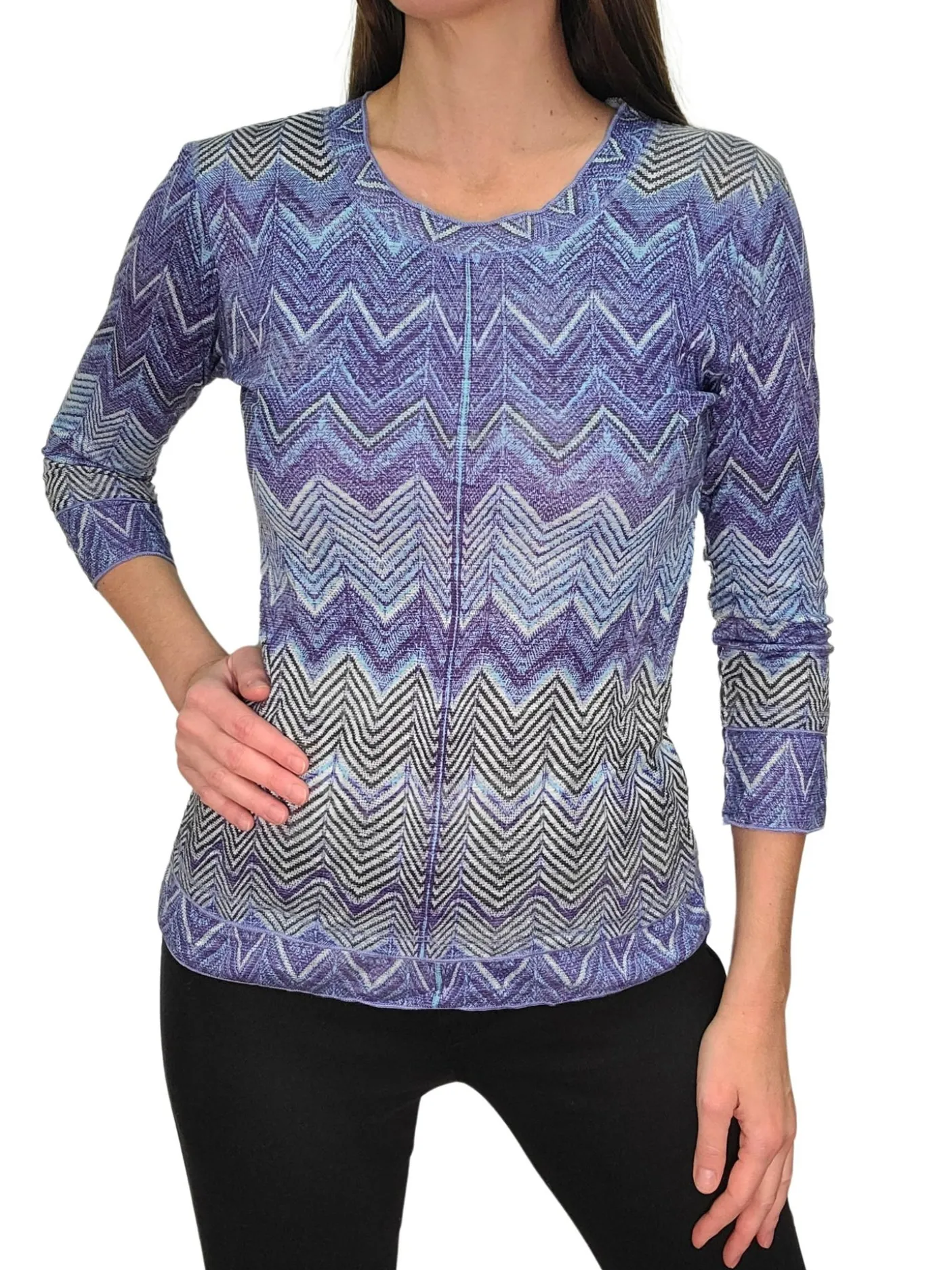 Crushed 3/4 Sleeve Haze Crewneck
