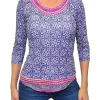 Crushed 3/4 Sleeve Ink Crew Neck