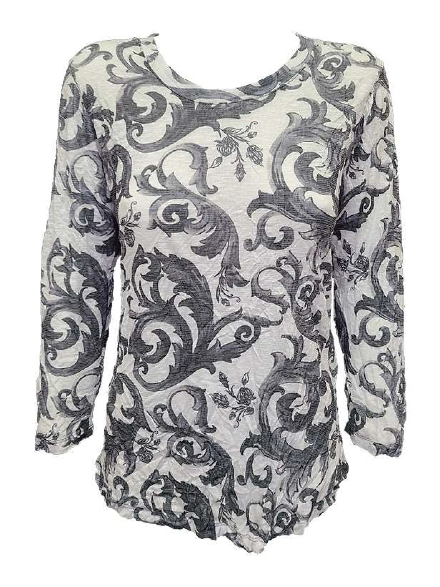 Crushed 3/4 Sleeve Jet Crew Neck