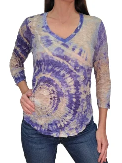 Crushed 3/4 Sleeve Lake V-Neck