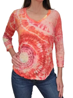 Crushed 3/4 Sleeve Lava V-Neck