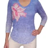 Crushed 3/4 Sleeve Lilac V-Neck