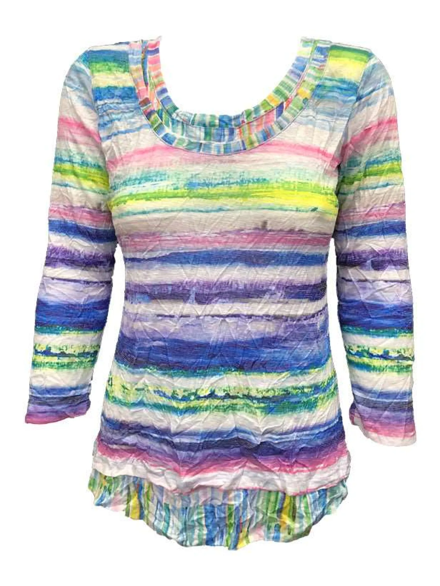 Crushed 3/4 Sleeve Mesa Crew Neck