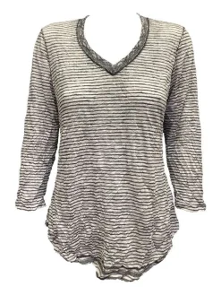 Crushed 3/4 Sleeve Onyx V-Neck