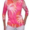 Crushed 3/4 Sleeve Palm Polo