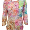 Crushed 3/4 Sleeve Party Crew Neck with Rhinestones