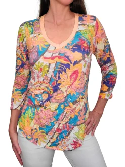 Crushed 3/4 Sleeve Party V-Neck