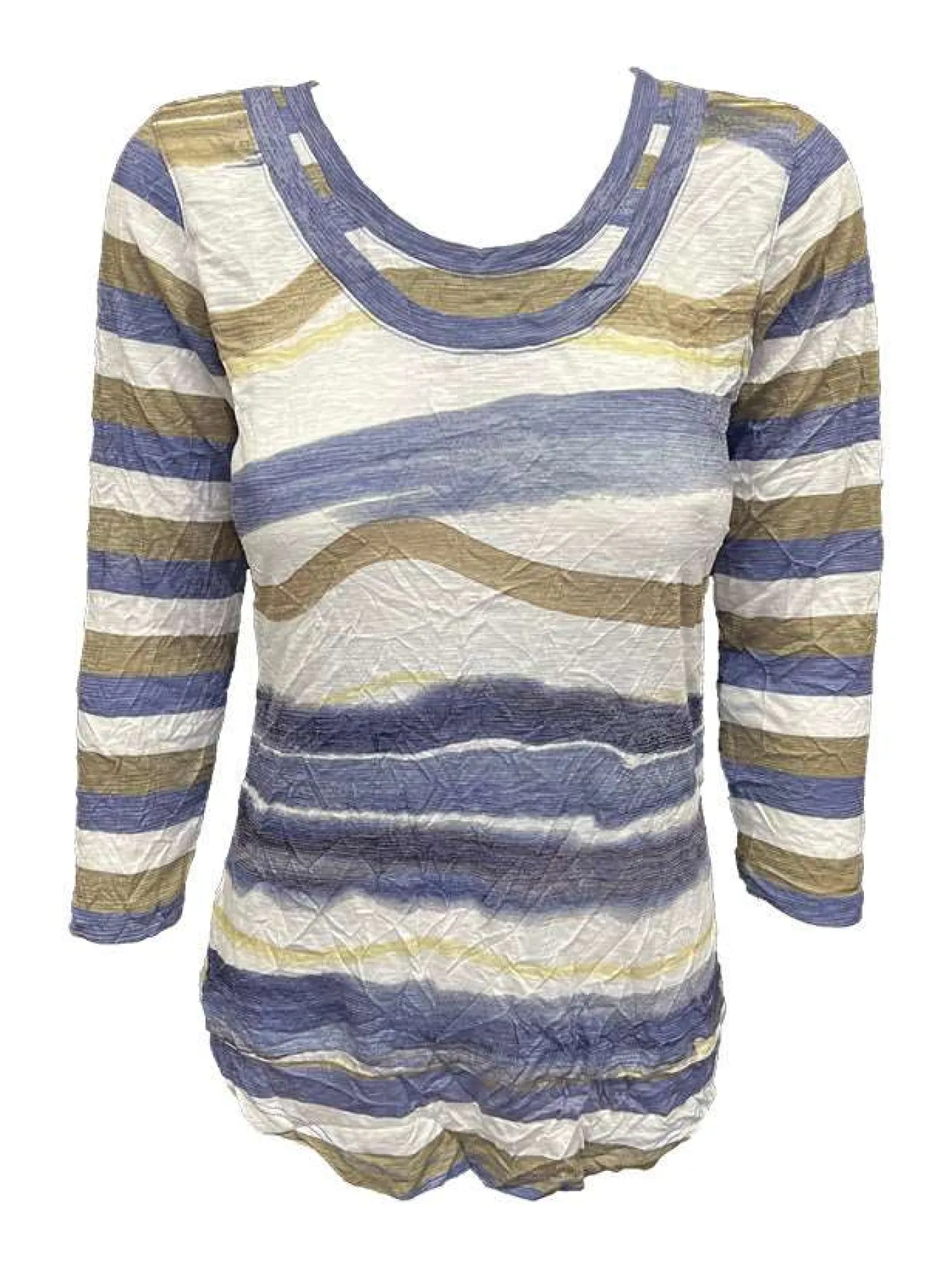 Crushed 3/4 Sleeve Peri Crew Neck