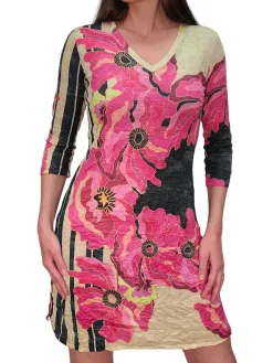 Crushed 3/4 Sleeve Power Dress