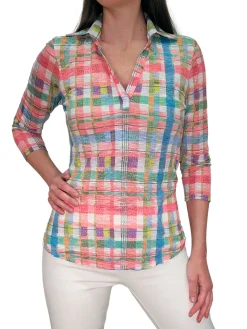 Crushed 3/4 Sleeve 'Preppy' Polo