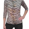 Crushed 3/4 Sleeve Smoke Crew Neck