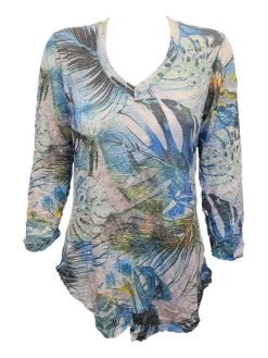 Crushed 3/4 Sleeve Sunrise V-Neck