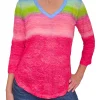 Crushed 3/4 Sleeve Sunset V-Neck