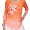Crushed 3/4 Sleeve Tang V-Neck