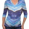 Crushed 3/4 Sleeve Water V-Neck
