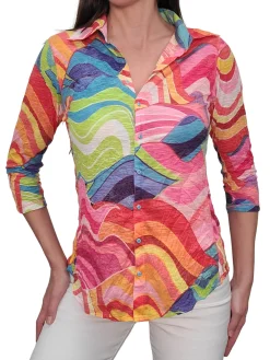 Crushed 3/4 Sleeve Zag Shirt