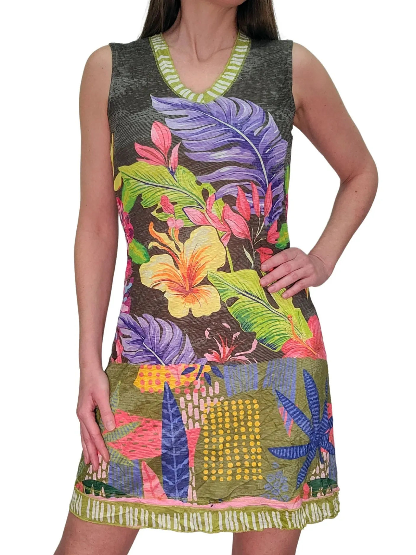 Crushed 'Army' Sleeveless Dress