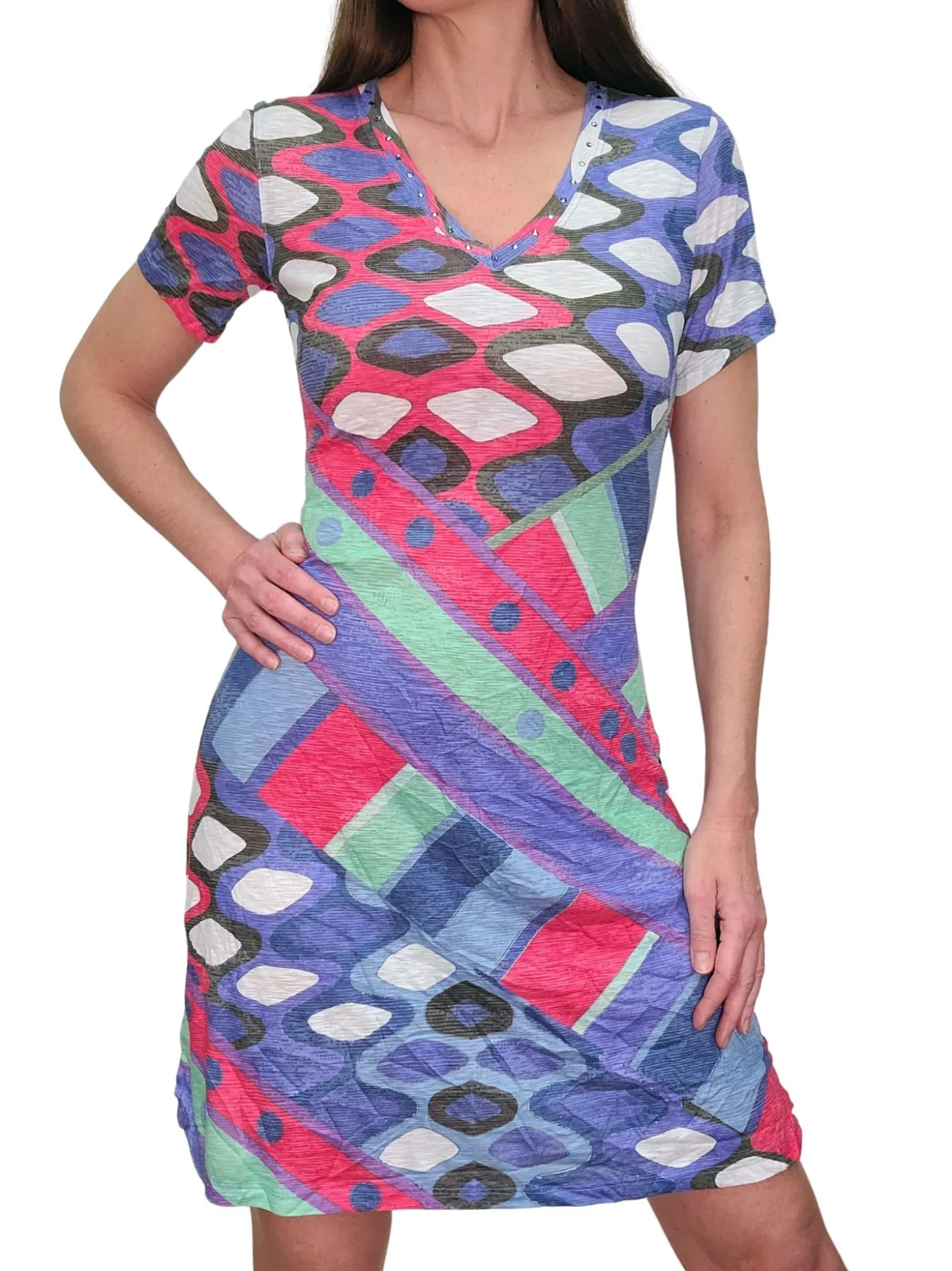 Crushed 'Art' V-Neck Dress