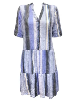 Crushed 'Chambray' Drop-Waist Dress