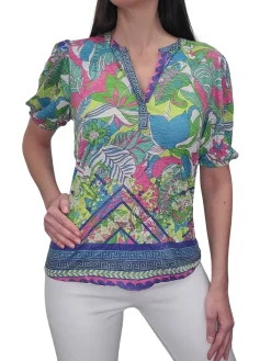 Crushed 'Deco' Collarless Polo
