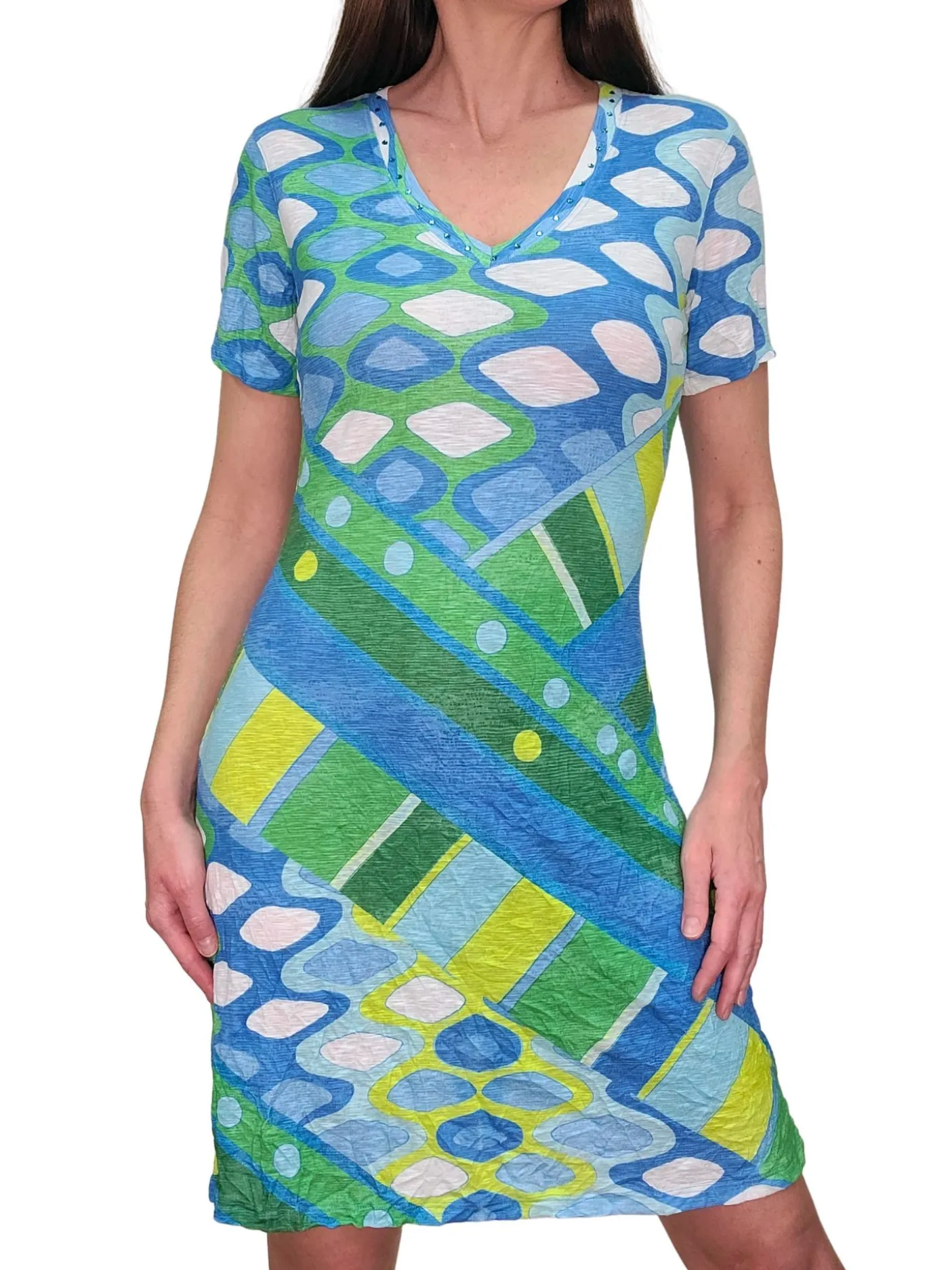 Crushed 'Deco' V-Neck Dress