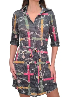 Crushed Front-Tie Belt Dress