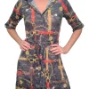 Crushed Front-Tie Chain Dress