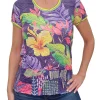 Crushed Iris Tee with Cuffed Sleeve