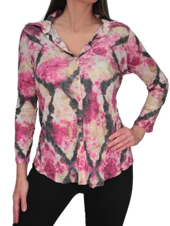Crushed Long Sleeve Cerise Shirt