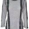 Crushed Long Sleeve 'Metal' Crew Neck with Rhinestones