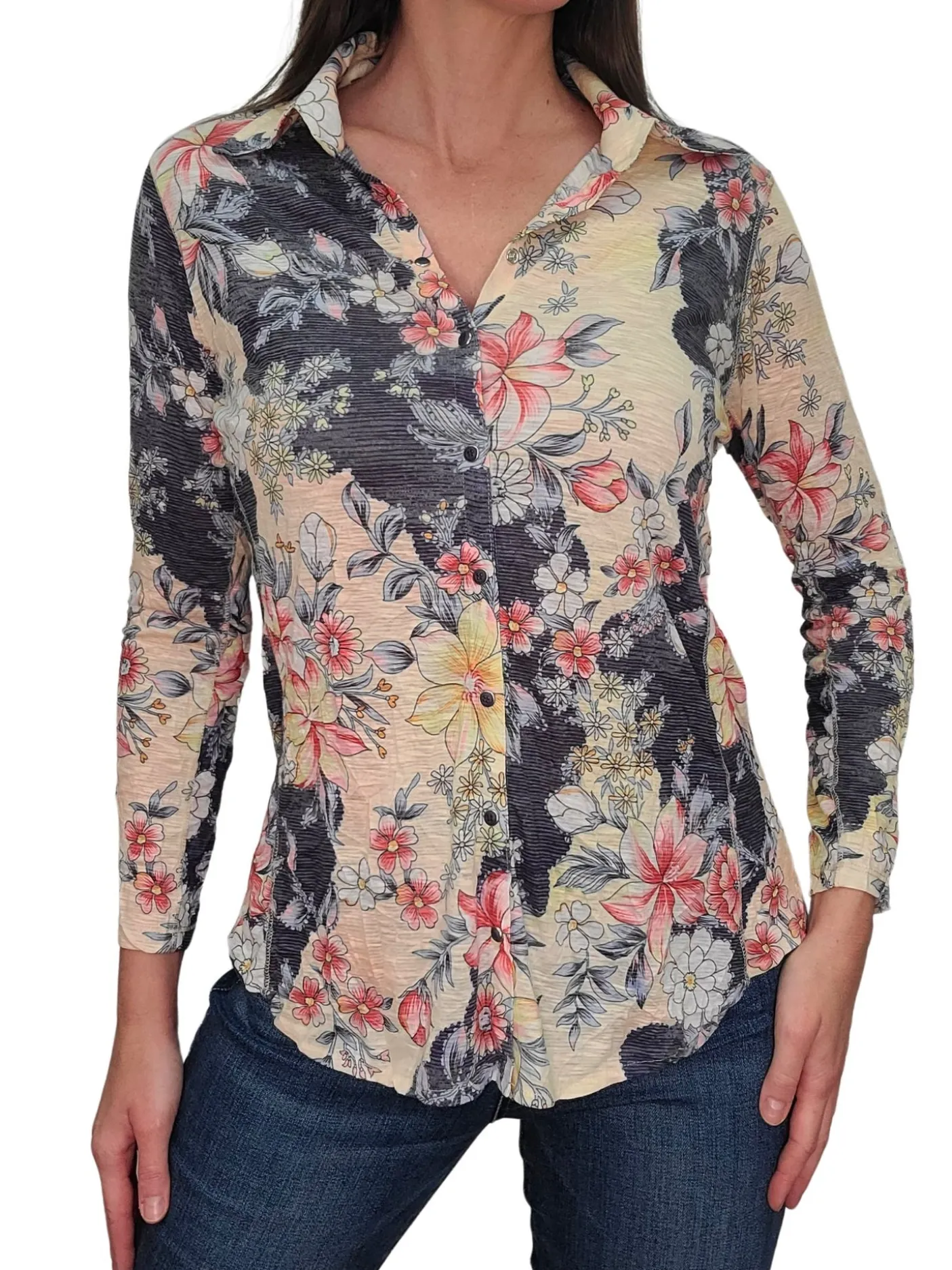 Crushed Long Sleeve Shirt 'Lapis'