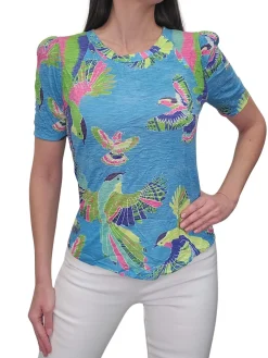 Crushed Short Sleeve Cosmo Crew Neck