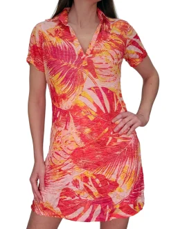 Crushed Short Sleeve 'Sunset' Polo Dress