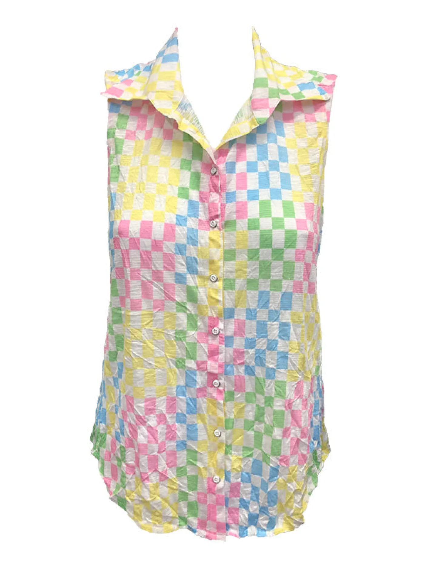 Crushed Sleeveless Lemon Shirt