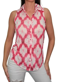Crushed Sleeveless Pink Shirt