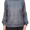 Denim Fleece Bubble Sleeve Sweatshirt
