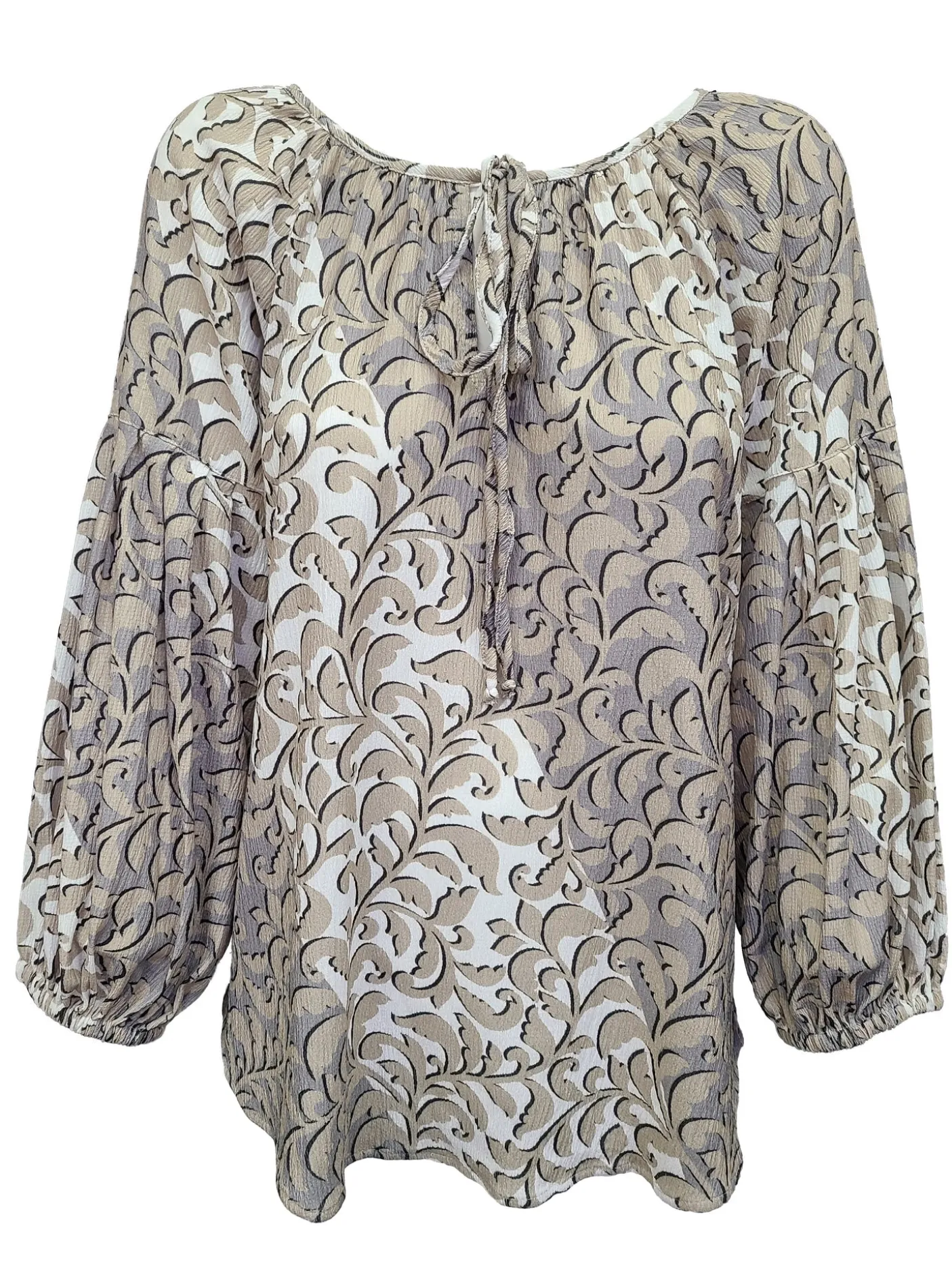 Earth Pleated Sleeve Peasant Blouse