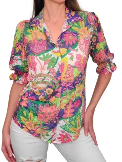 Garden Collared Blouse with Smocked Sleeves