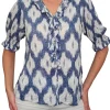 Ink Ruffled Button-Up Blouse