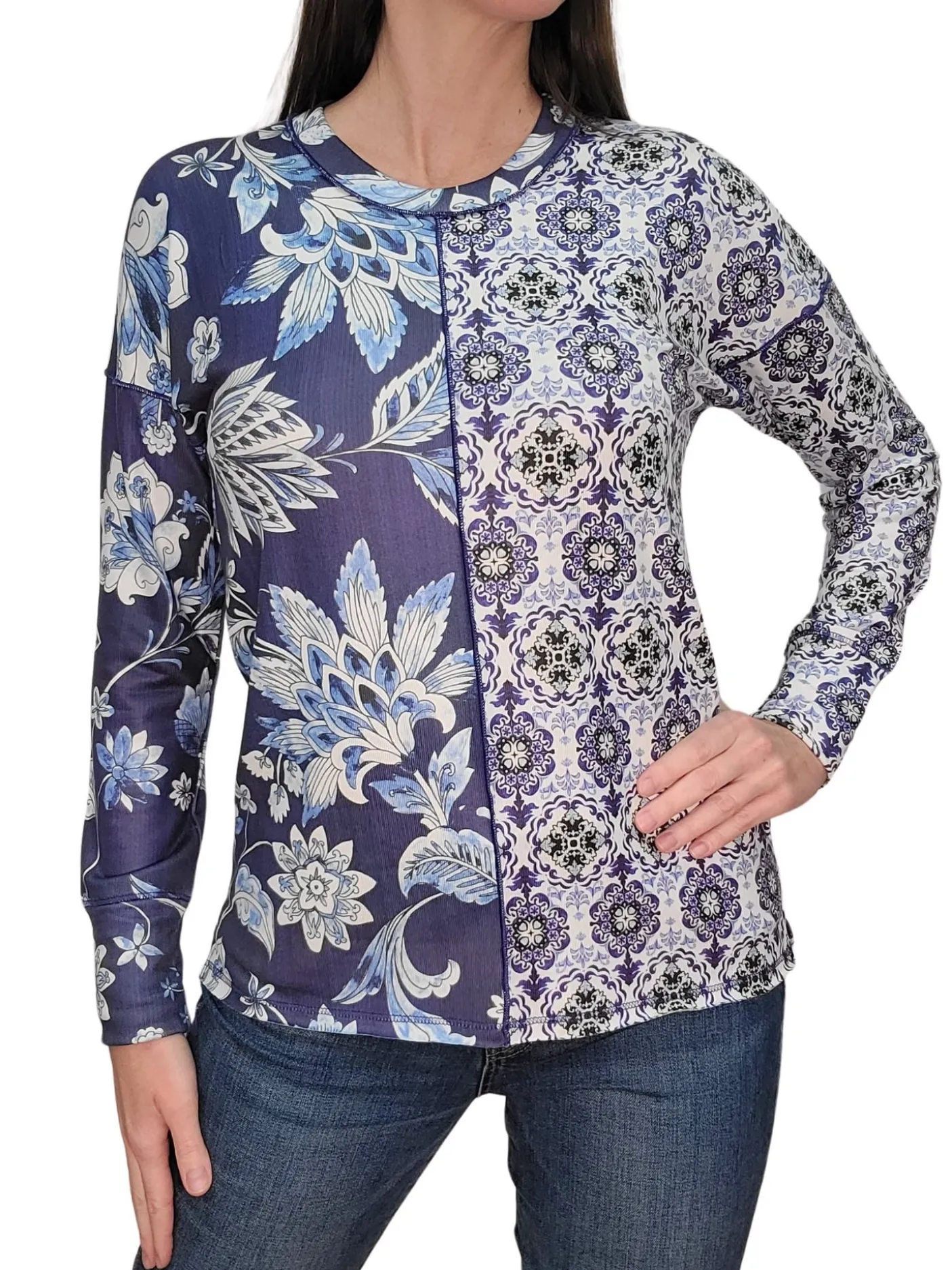 Long Sleeve 'Day' Crew Neck w/Front-Seam