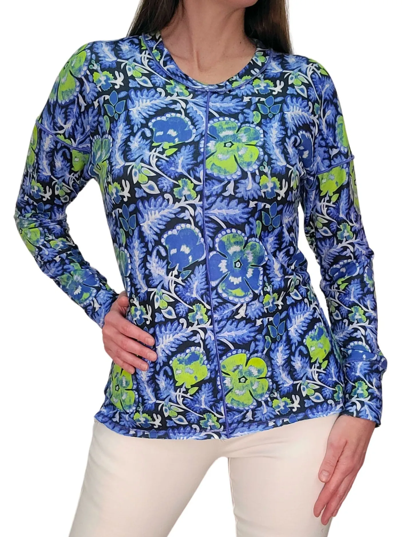 Long Sleeve 'Iris' Crew Neck w/Front-Seam