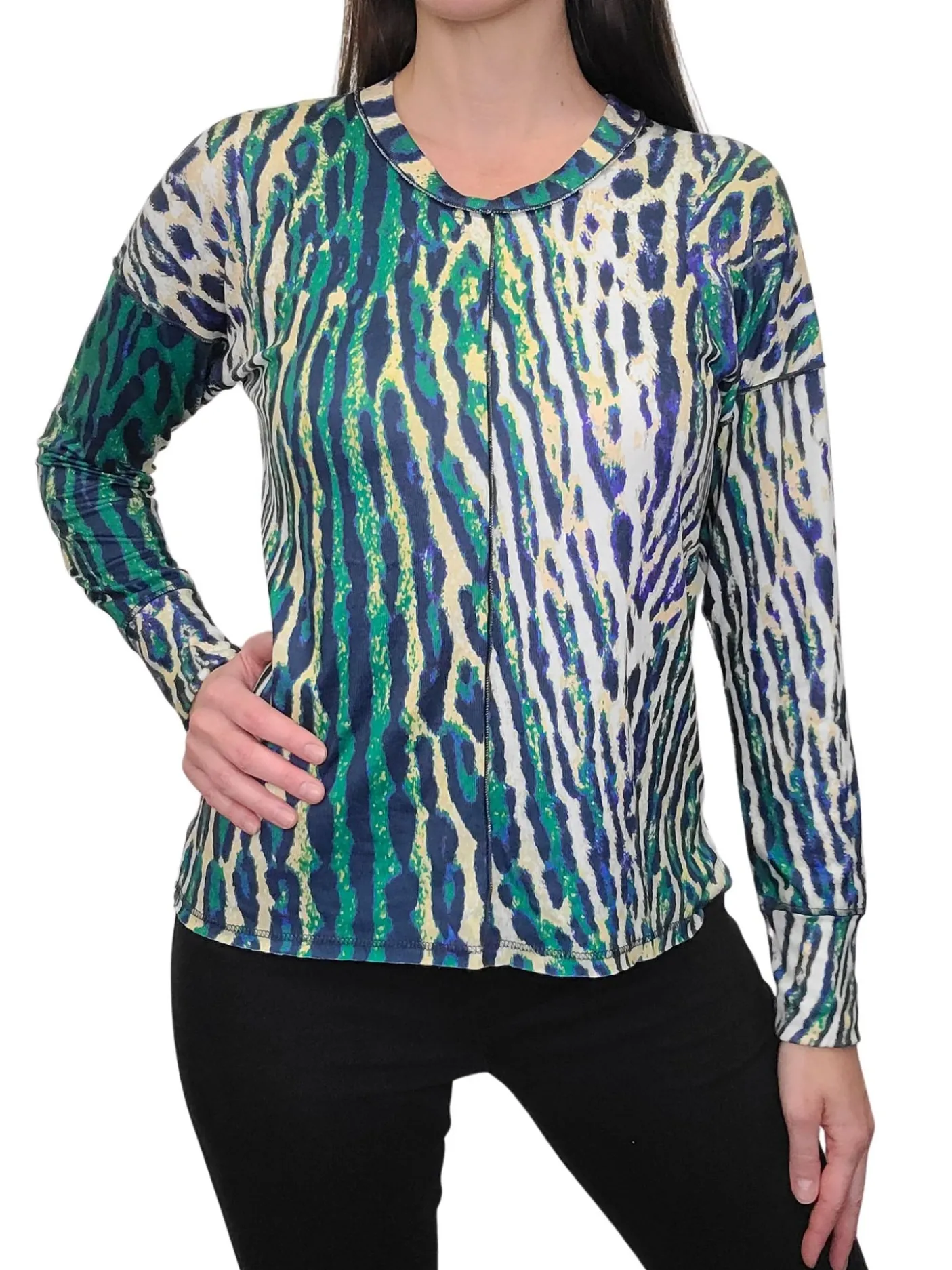 Long Sleeve 'Jade' Crew Neck w/Front-Seam