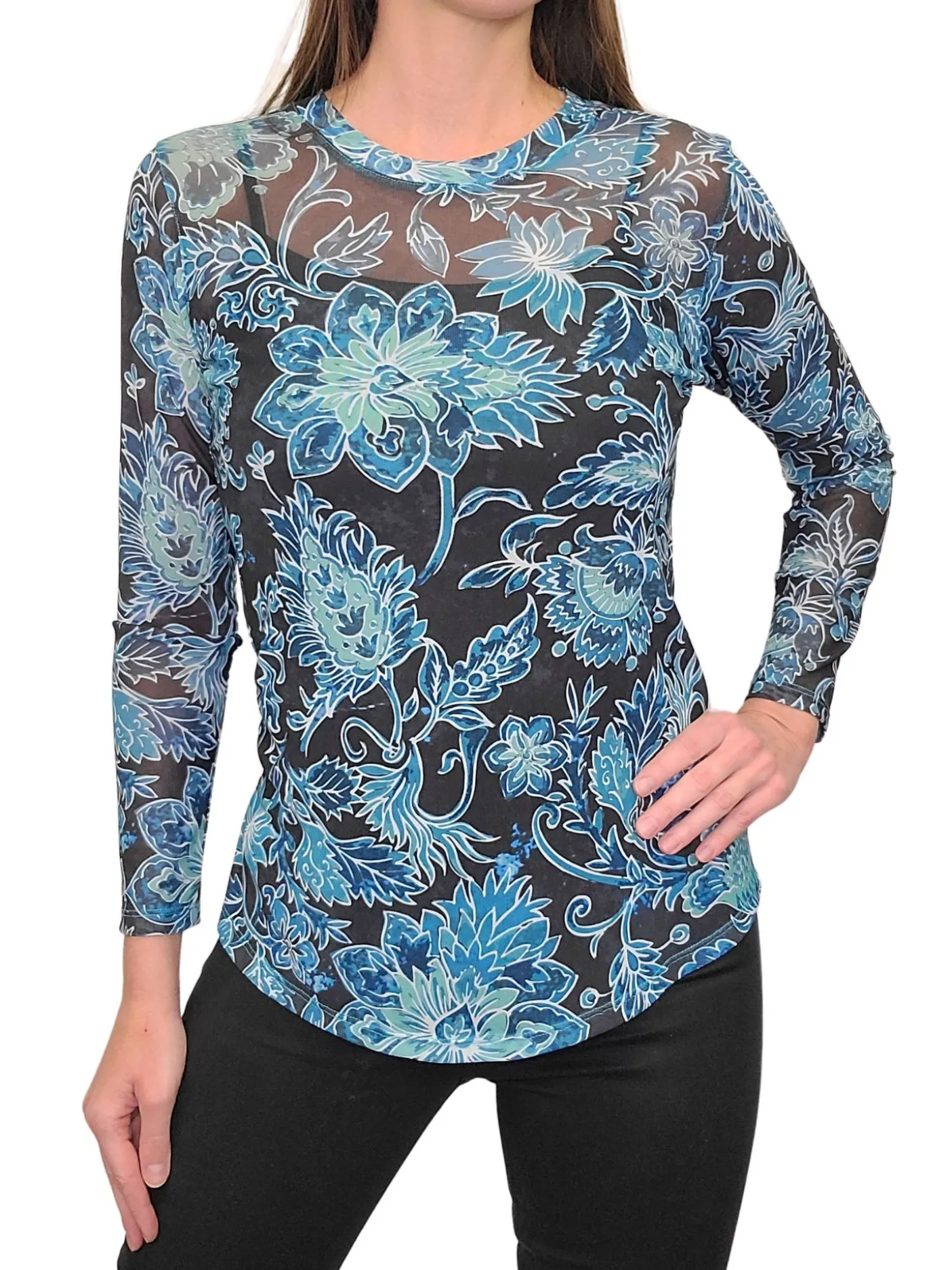 Long Sleeve Mesh 'Lagoon' Tee