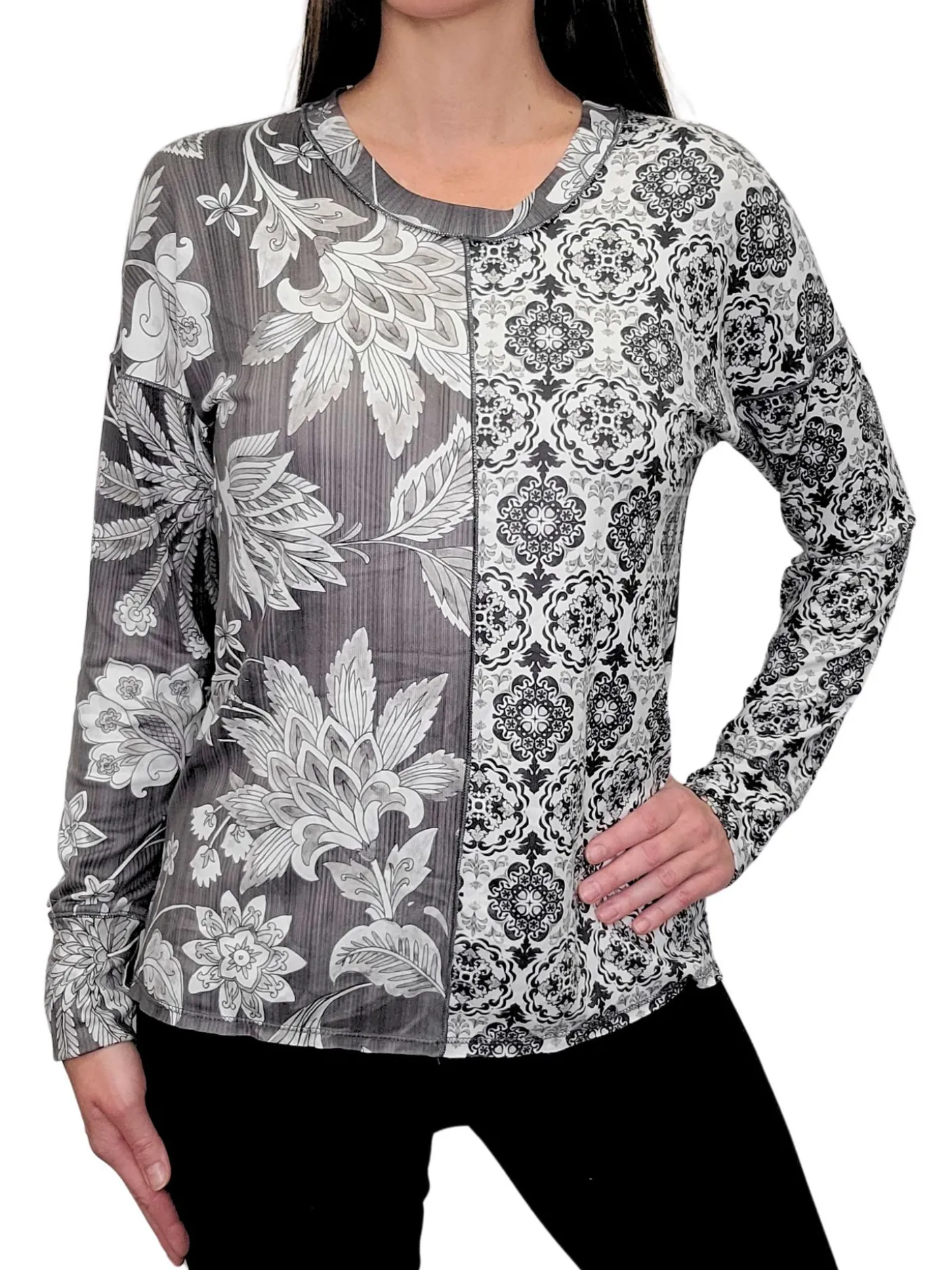 Long Sleeve 'Night' Crew Neck w/Front-Seam